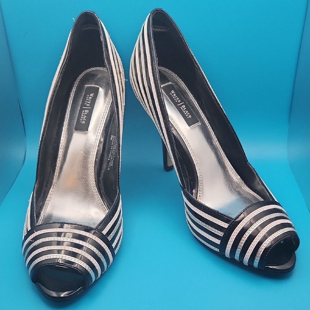 Timeless Black & White Peep-Toe Heels